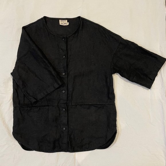 Beaton Linen Tops - Beaton Linen Utility Shirt Size XS